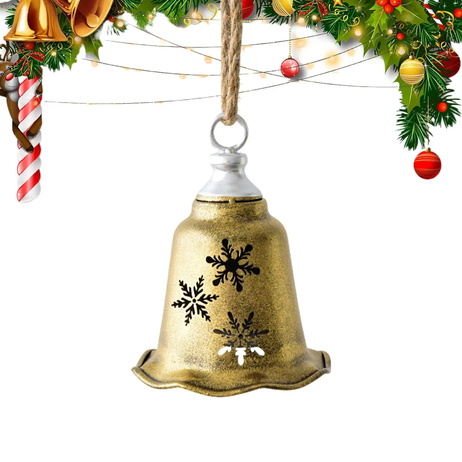 Christmas Bell Tree Ornaments Hollow Party Pendants Tree Hangable Ornaments For Holiday Home Dinner School Restaurant Cafe