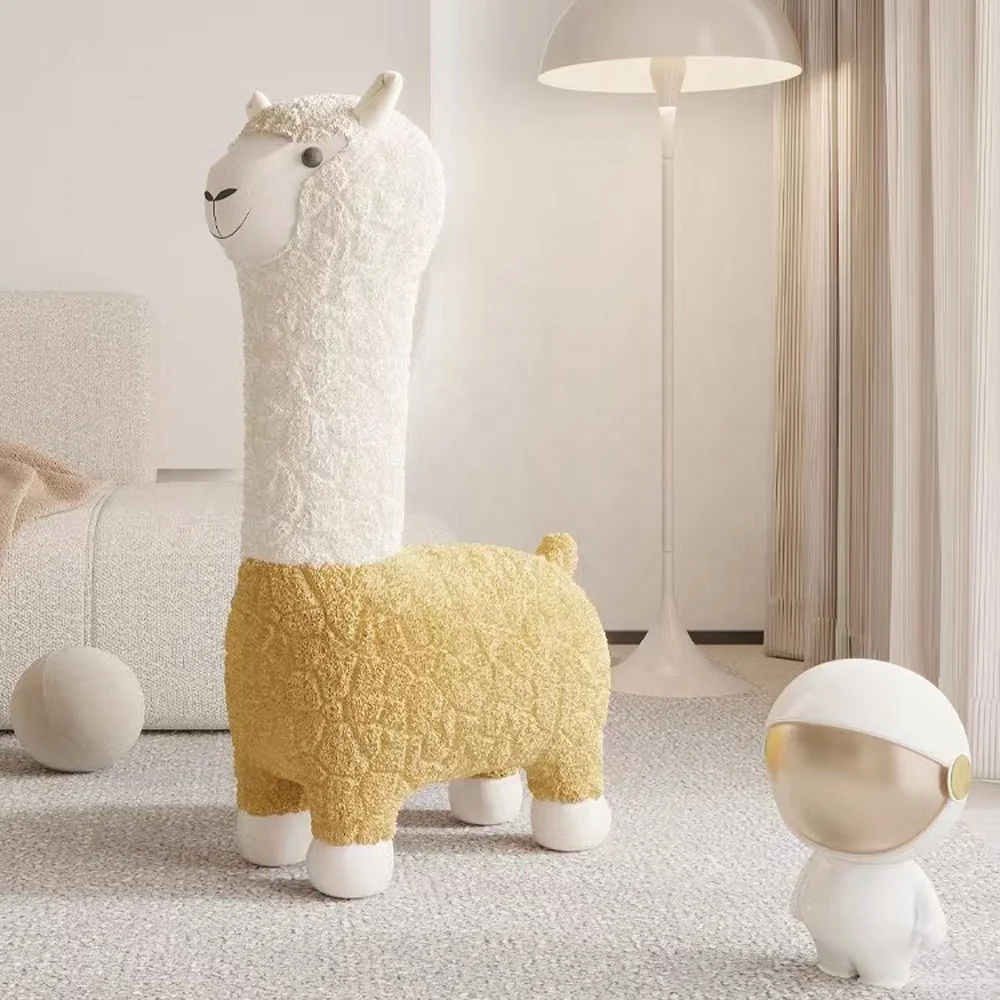 Modern creative design cute simulation animal alpaca sofa chair plush toy leisure chair livining room furniture for kids