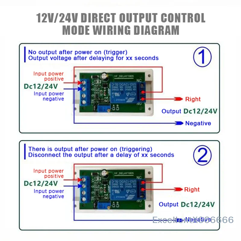 NC NO Car Delay Power-off Switch Module 1 Channel DC 12V/24V Timing Relay for Vehicle Electronic Retrofit Projects