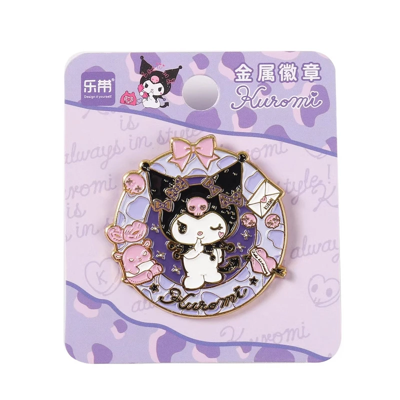 Anime Cartoon spilla Cute Cinnamoroll Kuromi Sanrio Kt Cat Badge Pins vestiti borse decorazione accessori ciondolo regali