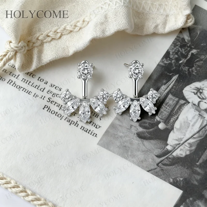 

Custom Earrings Moissanite Round Marquise VVS1 D Color Earrings Sparkling Top Quality Jewelry For Christmas Daily Outfit Wear