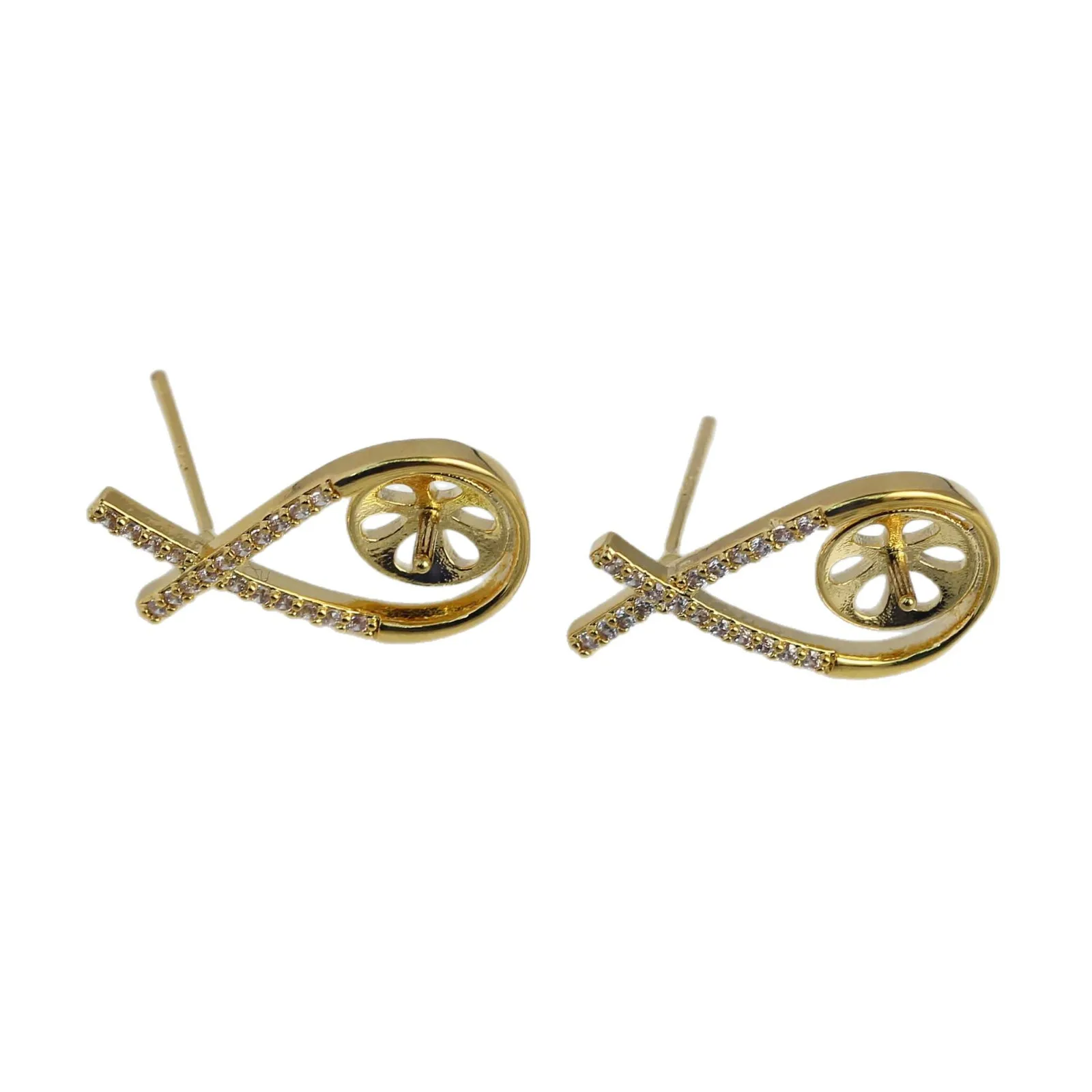 

E119 Gold Plated Copper S925 Sterling Silver Needle Pearl Stud Earrings Findings Jewelry Making DIY Jewelry Accessories