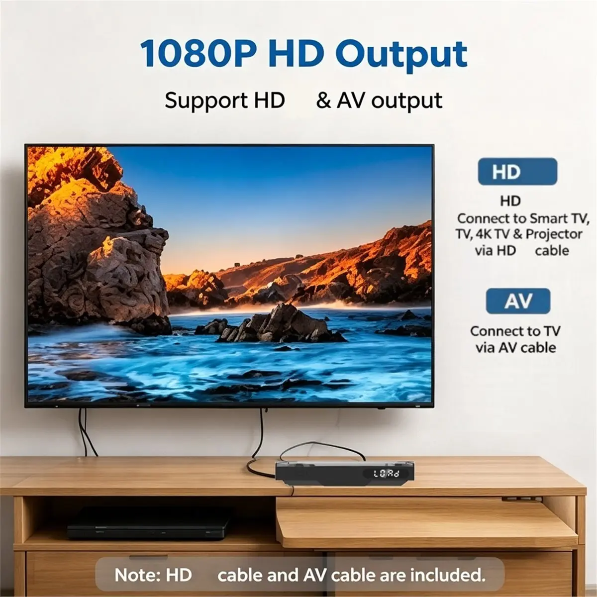 Portable DVD VCD Players 1080P HD -Compatible AV Connection Player Disc Player for Home TV USB Media Player EU Plug