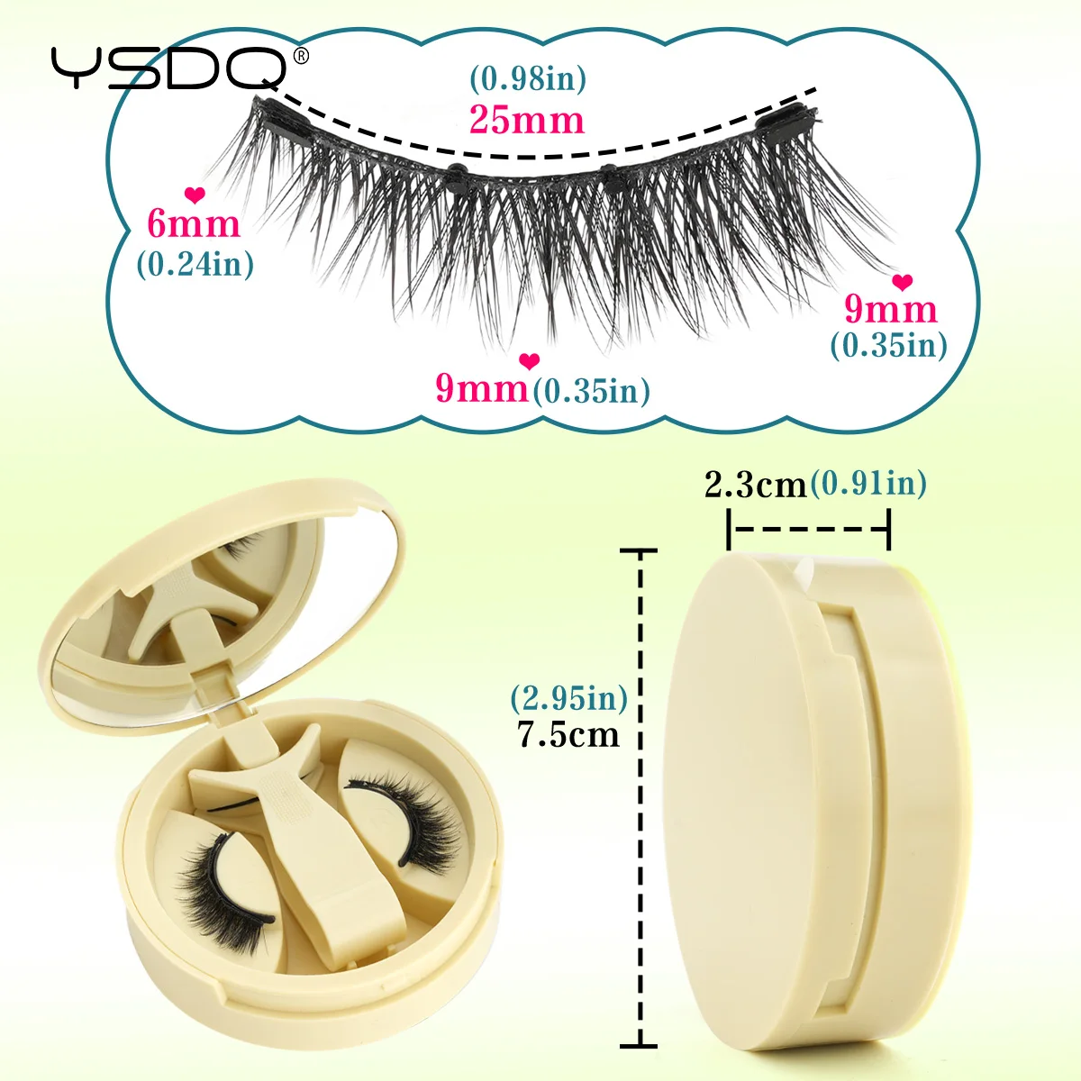 YSDO Magnetische Wimpern 1 Paar Natürliche Magnetische Nerz-Kunstwimpern Wiederverwendbare Flauschige Dicke 3D Falsche Wimpern mit Applikator Klebefrei – Detail 8