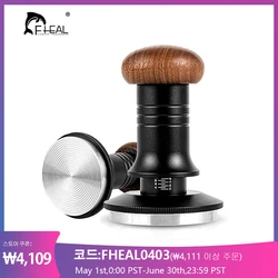 FHEAL-Tamper de café de presión constante, herramientas de Barista con resorte calibrado, mango de nogal, 30lb, 51mm, 53mm, 58mm