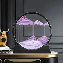 Imagen de Arte de arena móvil 3D de 7 pulgadas, cristal de paisaje de arena de aguas profundas, artesanía de arena movediza, pintura de arena corriente, regalo de decoración del hogar de oficina