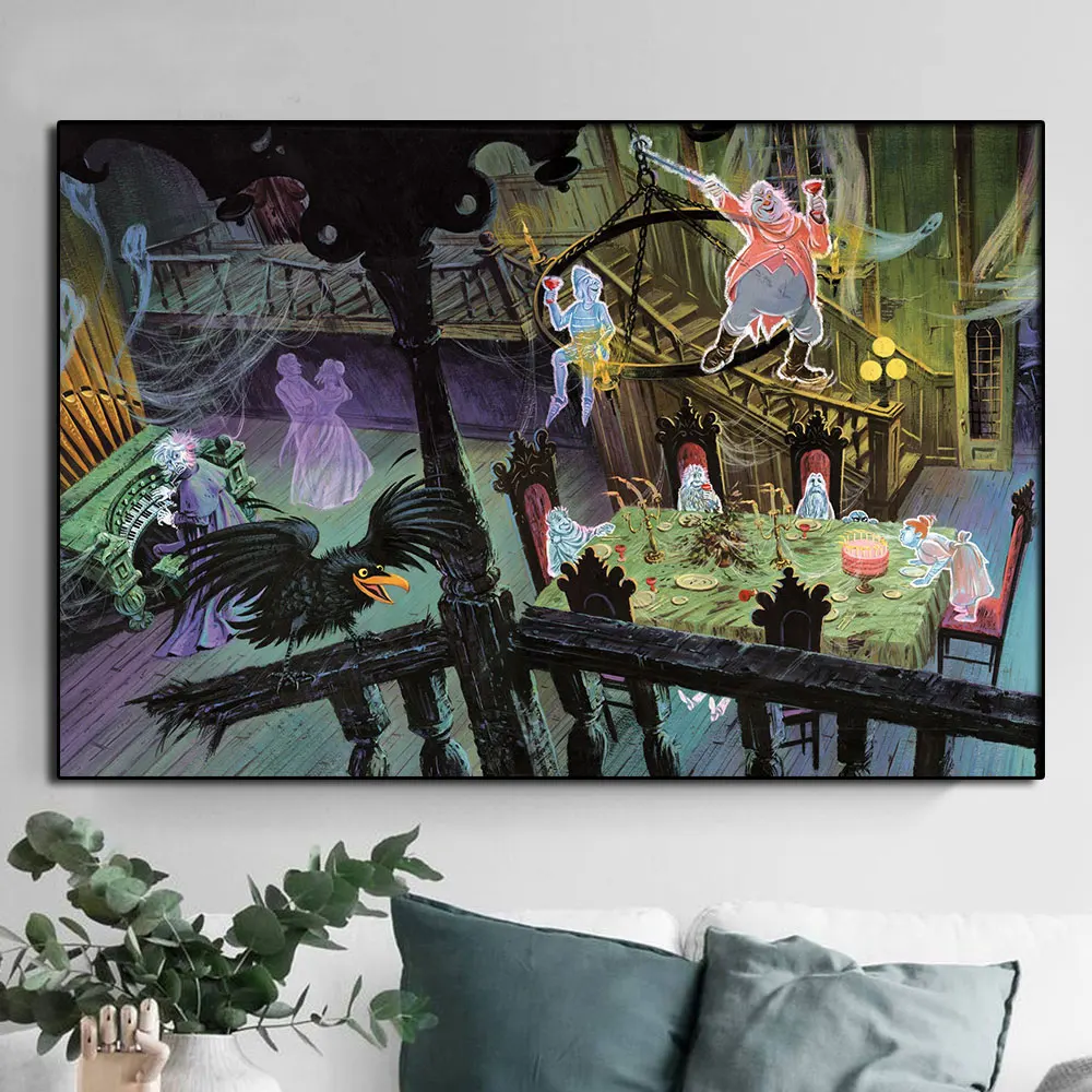 Haunted Mansion Record LP Ballroom Scene Canvas Poster Print Organist Crow Disneyland Disney World Wall Art Painting Wall Decor