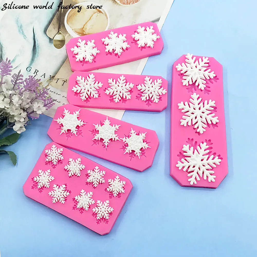 Silicone World Snowflake Silicone Mold DIY Fondant Cake Decoration Molds Christmas Chocolate Baking Tools Resin Clay Mold