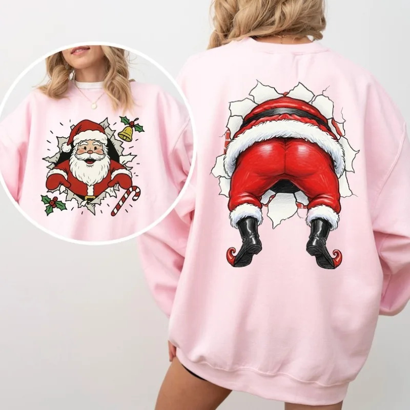 Santa Claus Weihnachten Sweatshirt Weihnachten Humor Urlaub Top Pullover Anime Hoodie Y2k Kleidung Streetwear Frauen Ropa De Mujer