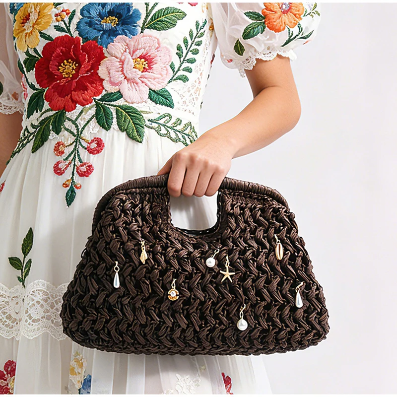 Marke Woven Clutch Tasche Luxus Neue High-end-Meer Urlaub Reise Große Kapazität Stroh frauen Einfache Textur Mode brieftasche – Detail 40