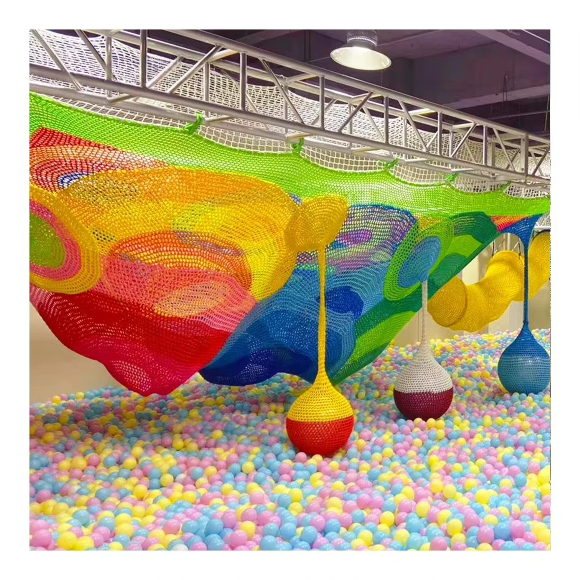 Beautiful hand-woven honeycomb net indoor playground equipment with sea ball pool amusement park