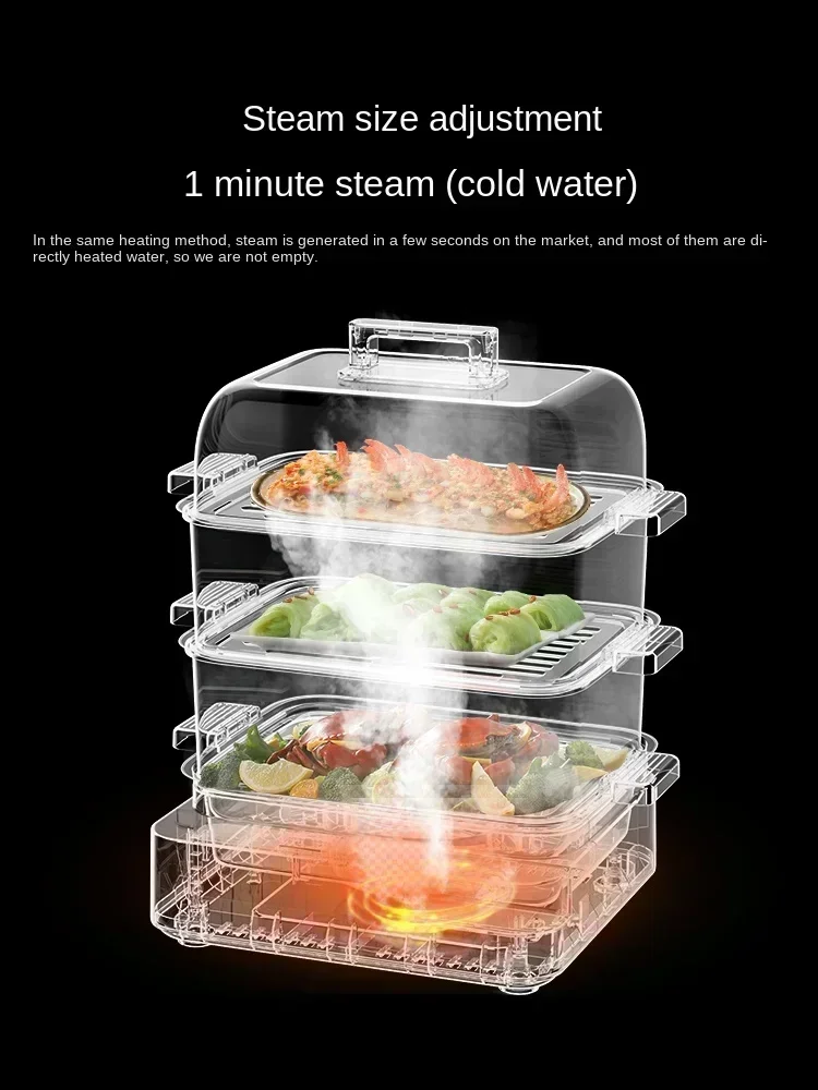 Electric Steamer – Multi-Functional 3-Tier Stainless Steel  Compact Design, Large Capacity, Perfect for Modern Households