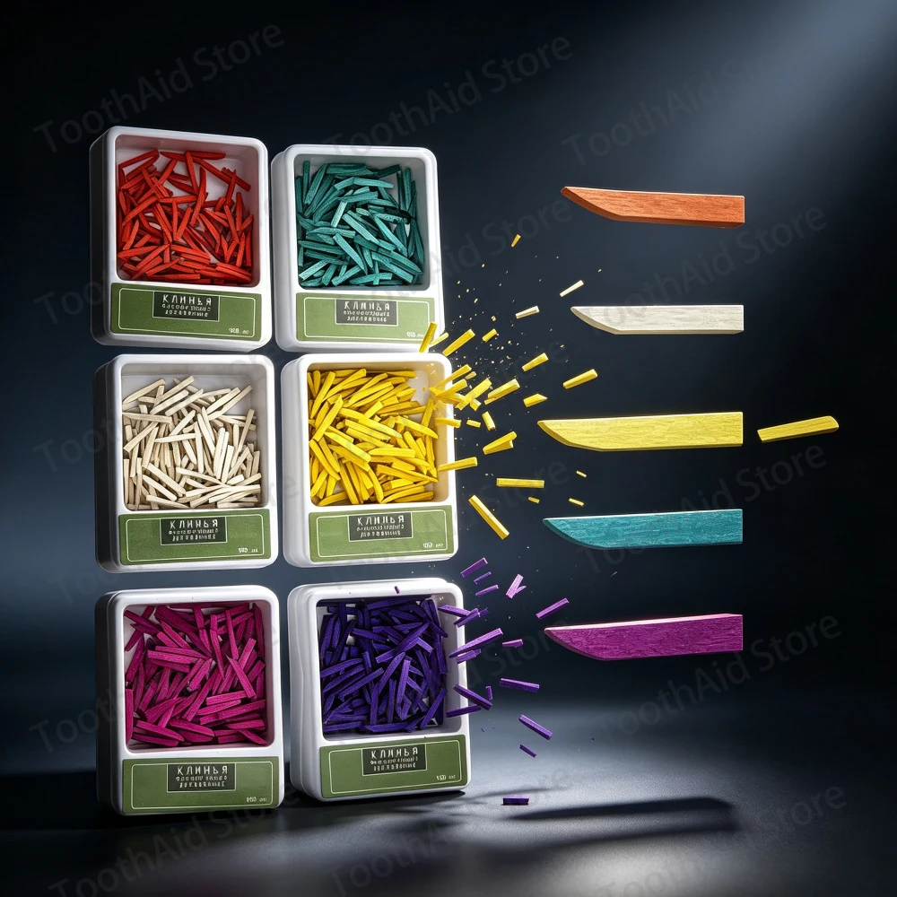 Hard Maple Wooden Dental Wedges 100Pcs Contoured Low Expansion Interdental Matrix Retention for Composite Restorative Filling