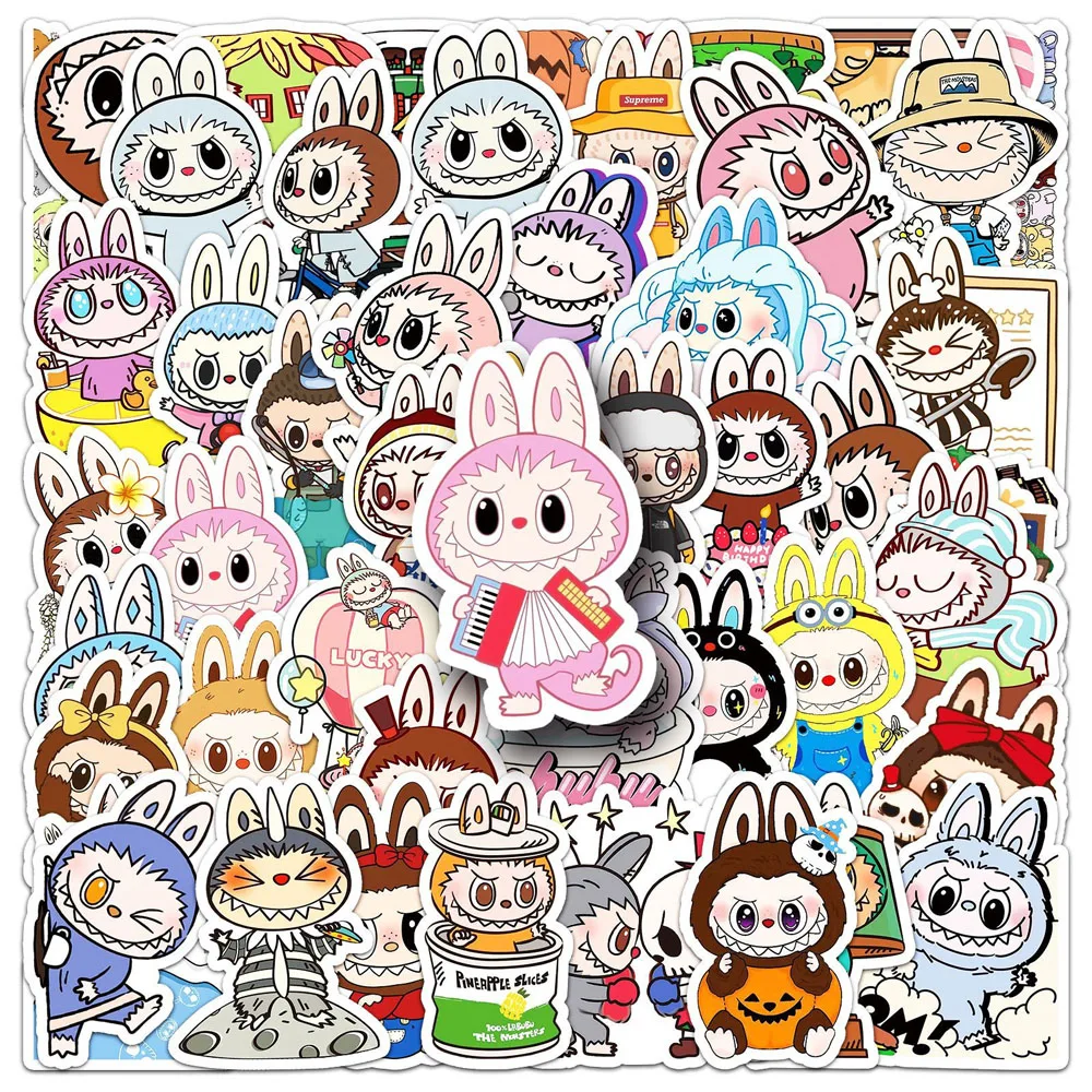 

50pcs Anime LABUBU stickers refrigerator, phone case, laptop, suitcase decoration, cartoon stickers, children's toys