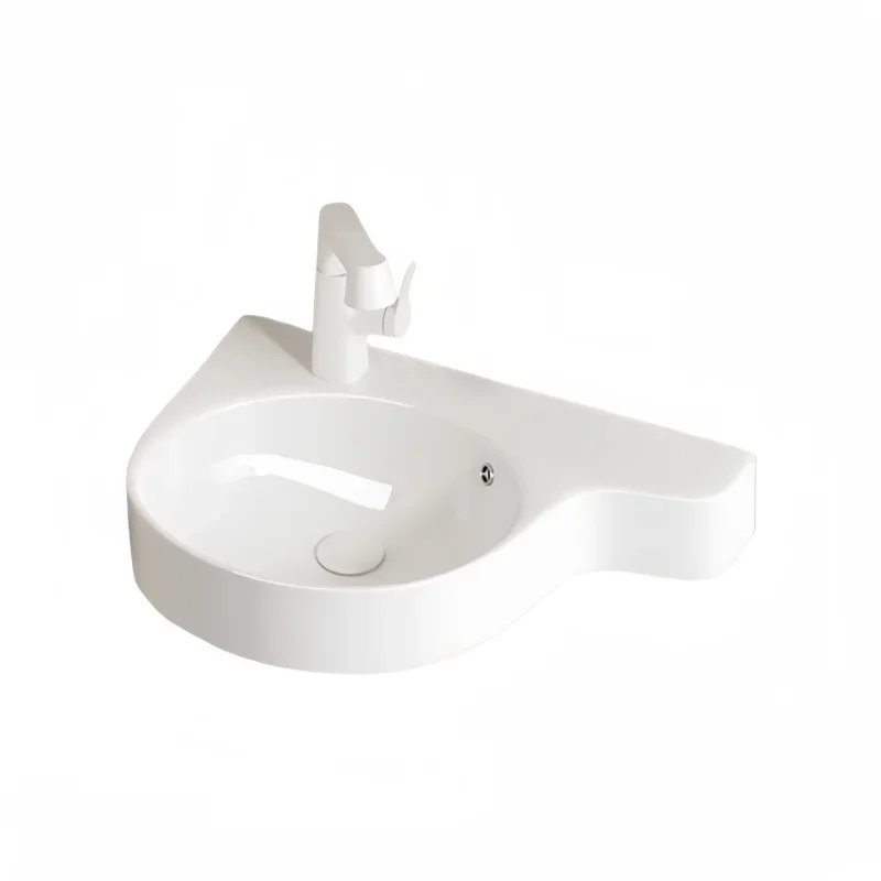 

Small apartment wall-mounted wash basin, narrow-sided simple ceramic hanging basin, bathroom balcony mini