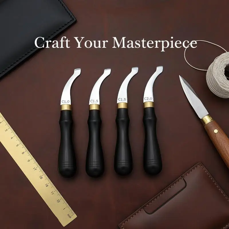 1Pcs Leather Edger Creaser Portable Wooden Handle Shallow Slot Edge Tool for Travel Leather Emergency Repair