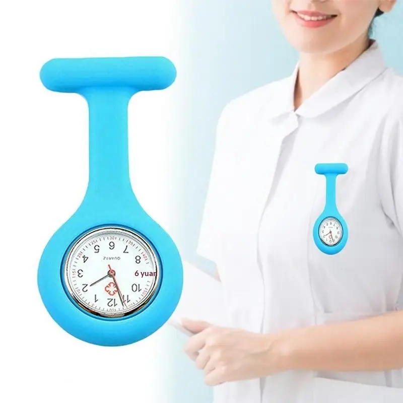 Chest Silicone Nurse Watch for Women  Quartz Movement Pocket Brooch for Uniforms in Hospital and Healthcare