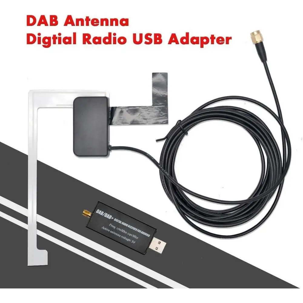 Dab Radio Receiver In Car Antenna Digital DAB+ Adapter Tuner Box Audio USB Amplified Loop Antenna Android Decoding Radio Receive