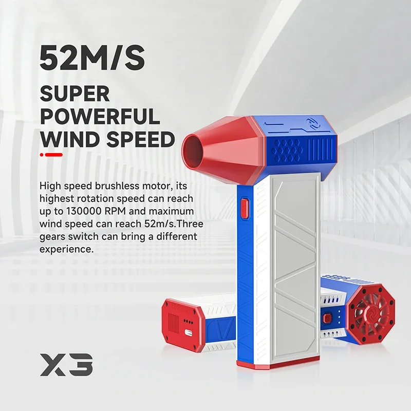 Imagem -02 - Ventilador de ar Portátil Mini Turbo Jet Ventilador de ar Violento Motor sem Escova Ventilador Industrial Velocidade do Vento 130 Rpm 52 m s x3 Pro