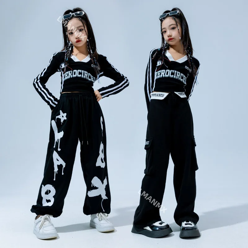 Figura Graffiti T Shirt pantaloni bambini sala da ballo Street Dance Wear Dancewear Outfit Dancing Clothes costumi Hip Hop per ragazze