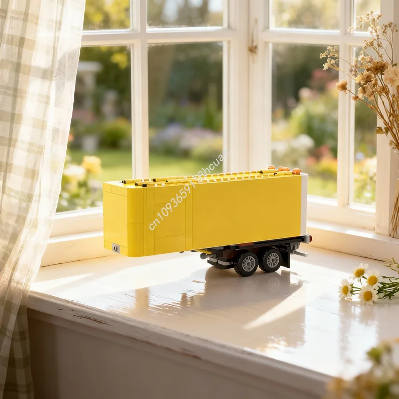 ตัวต่อ MOC รถพ่วงสั้นขนส่งสินค้า 340 ชิ้น ของเล่นตัวต่อแบบประกอบเอง ของขวัญคริสต์มาส ของเล่นเสริมสร้างทักษะด้านสถาปัตยกรรม ไอเดียสร้างสรรค์เพื่อการศึกษา