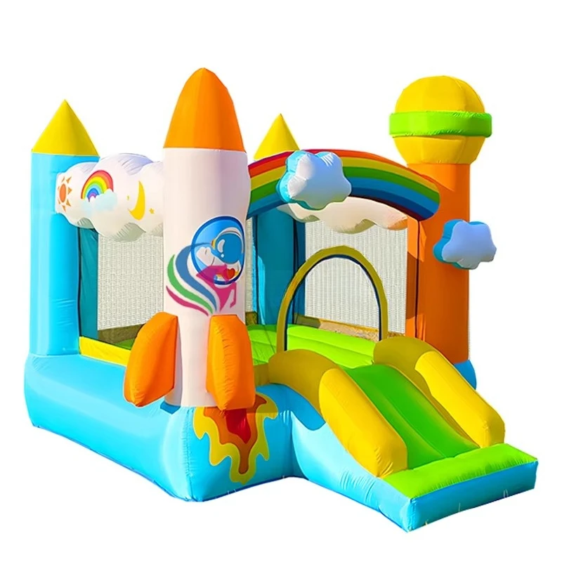 Hot Selling Rainbow Jumping Castles Kid-Friendly Inside & Inflatable House Slide Rebound Trampoline Outdoor Amusement Equipment
