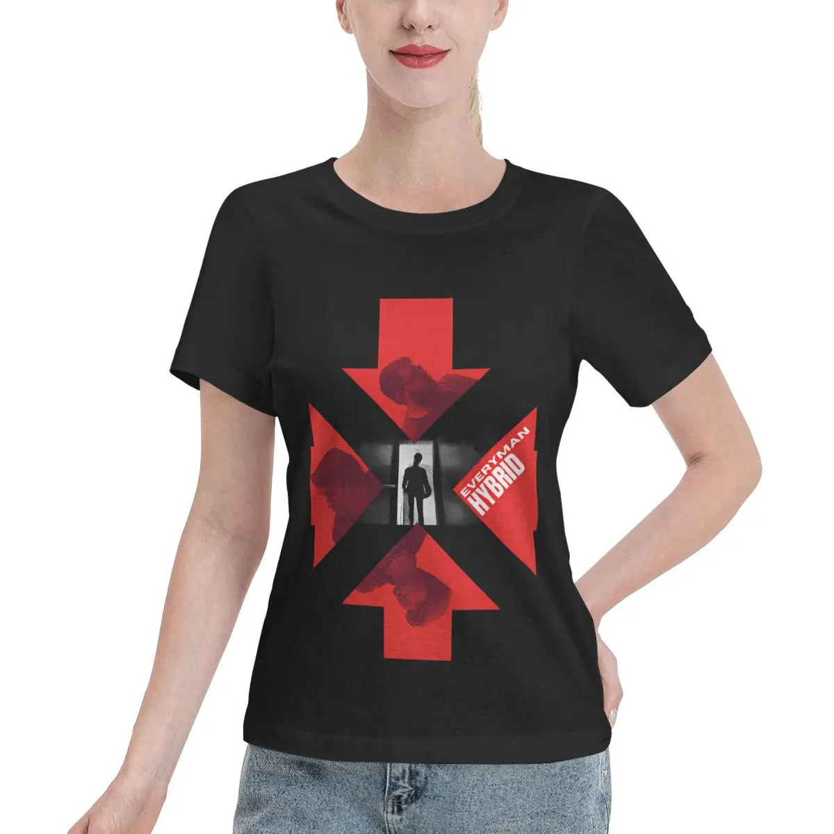 Soft Comfy Everymanhybrid Horror Scariest Movie Gift Women's T-shirt Vintage Retro Female Everyday Wear