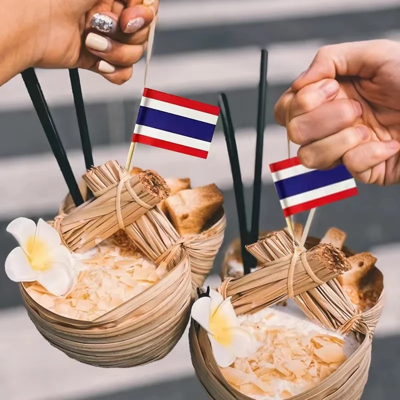 100pcs Paper Flag Toothpick Disposable Fruit Pick Cake Cocktail Decorated with Multi-national Flag Flower Wine Stick