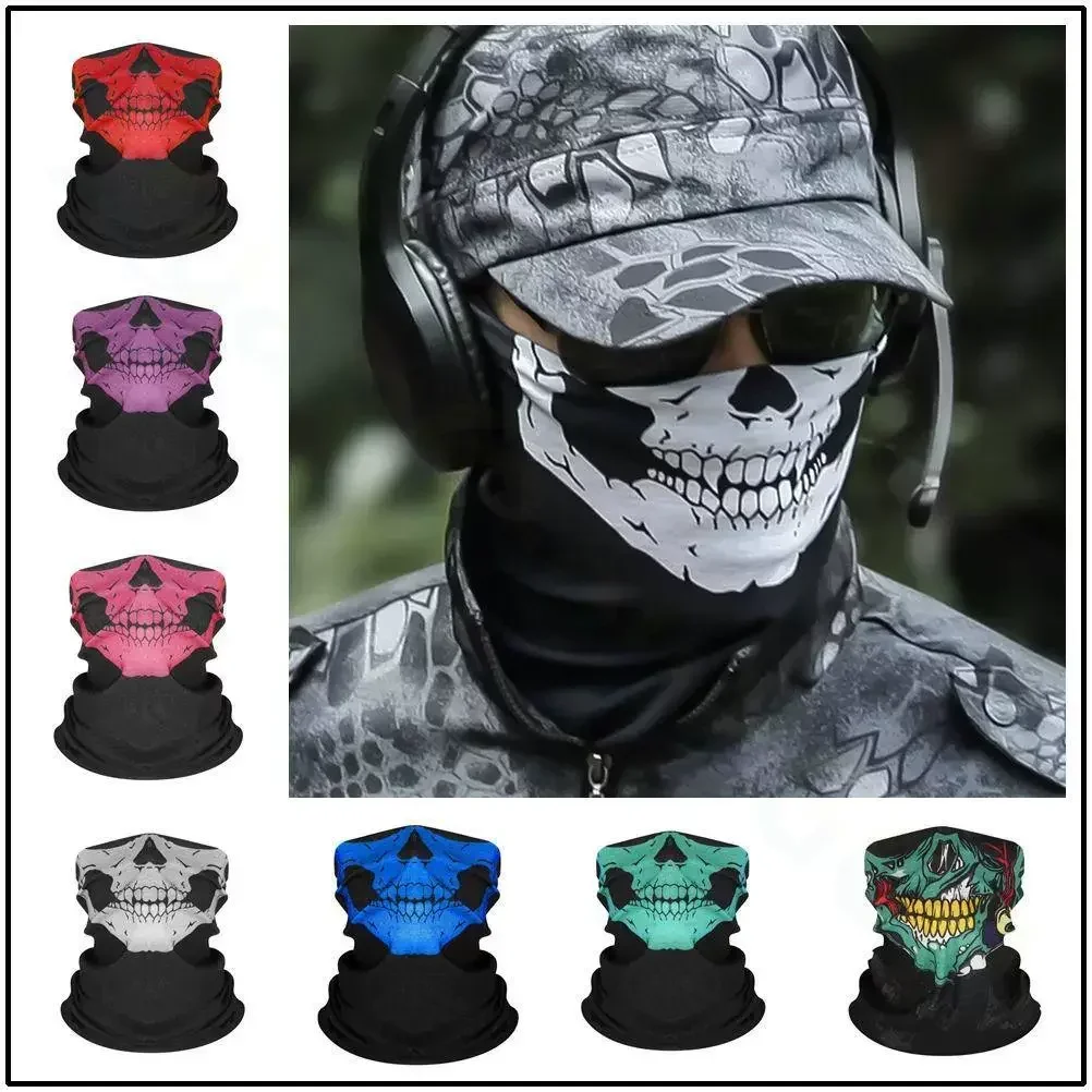 

Cosplay Bicycle Face Cover Mask Breathable Windproof Camouflage Motorcycle Riding Face Mask Skull Headband Halloween CS Ski Mask