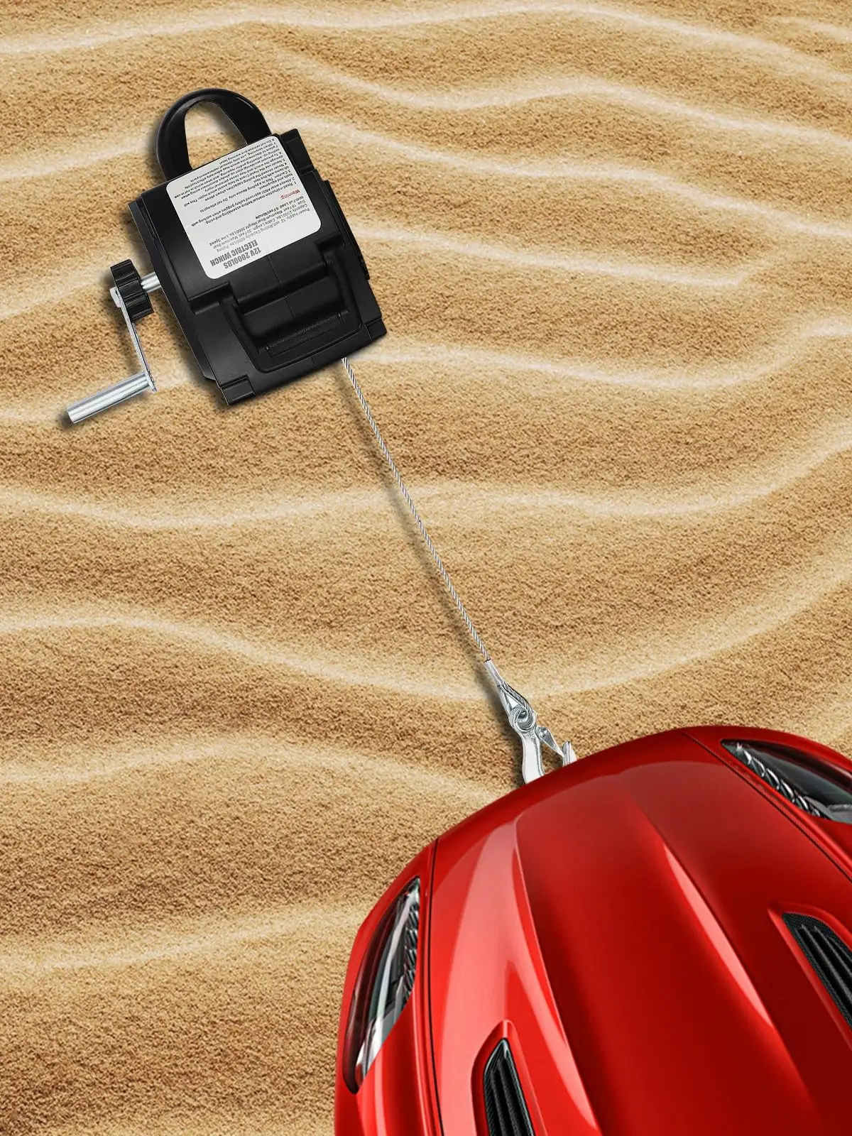 Treuil électrique avec moteur à courant continu 300 W, treuil électrique 12 V, force de traction flottante de 5000 lb, double modes de contrôle (fil et manivelle)