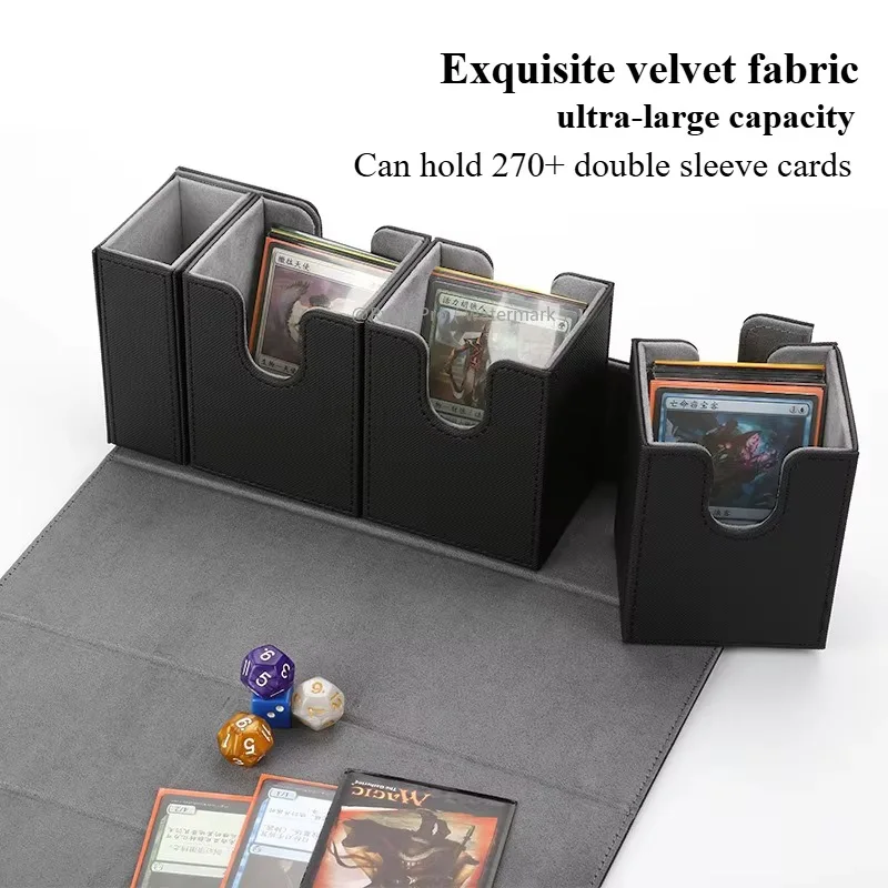 4 in 1 Commander Deck Box with Dice Tray Trading Card Storage Box Holds Up 270+ Sleeved Cards for Yugioh MTG TCG PTCG Sport Card view 6