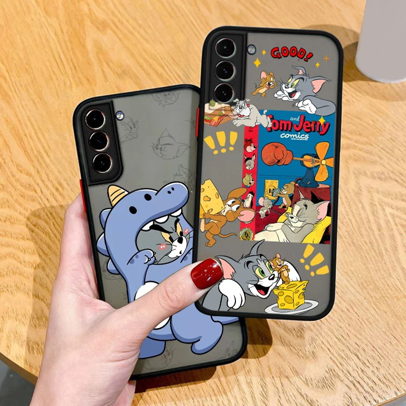 Katze und Maus Tom Jerry für Samsung S23 S22 S21 Ultra S20 FE Note 20 10 Lite Plus 5G mattierte