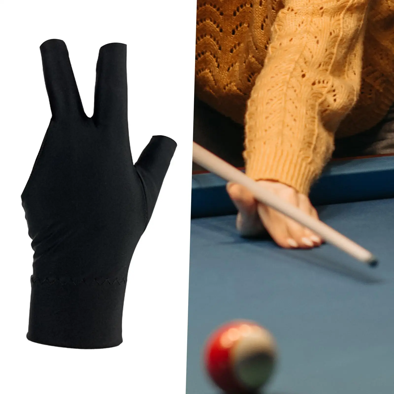 Open Three Fingers Billiard Glove Wear Resistant Portable Breathable Absorbs Sweat Nonslip Snooker Gloves Billiards Accessories