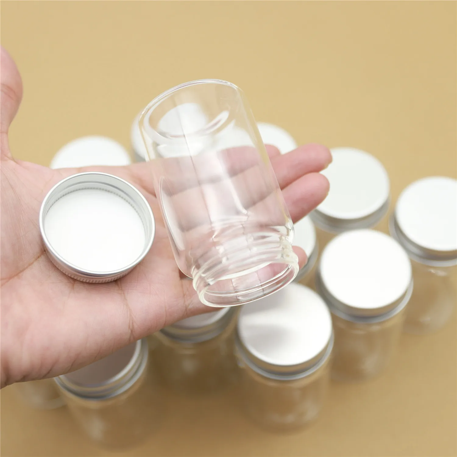 6 PCS 47*80mm 90ml small Glass vial Bottle jars Silver Screw Cap mini Jars DIY Craft Transparent jars empty bottles