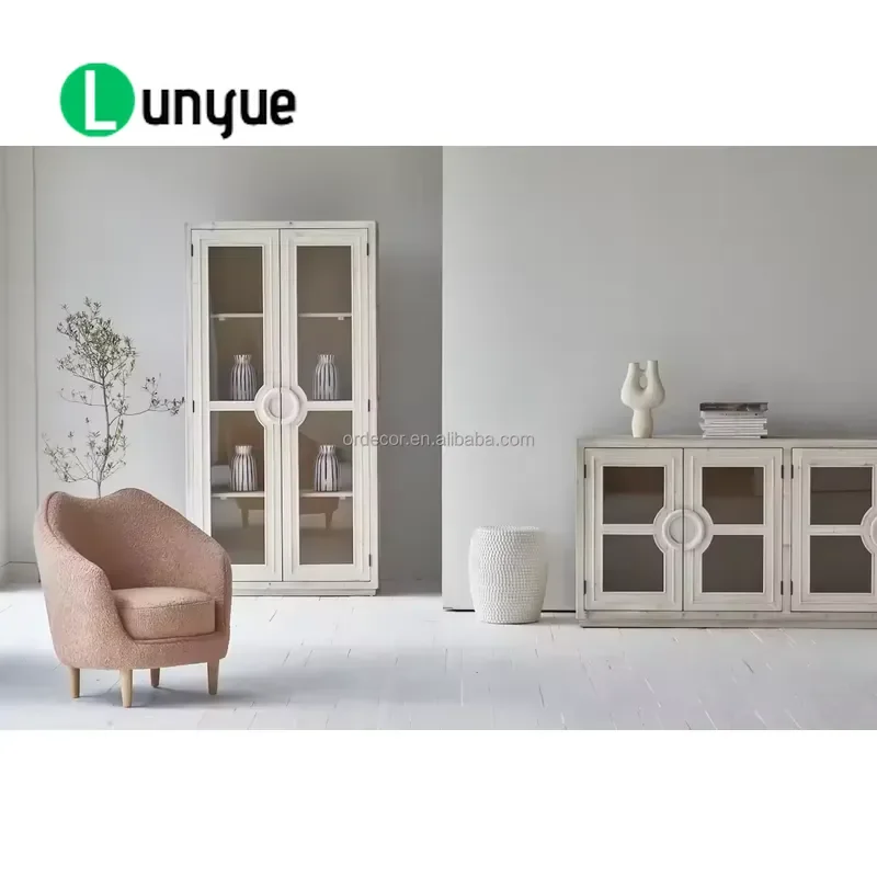 Modern Wooden Sideboard with Mirror Deluxe Living Room Cabinet Buffet Storage Furniture for Home Dining Room Decor