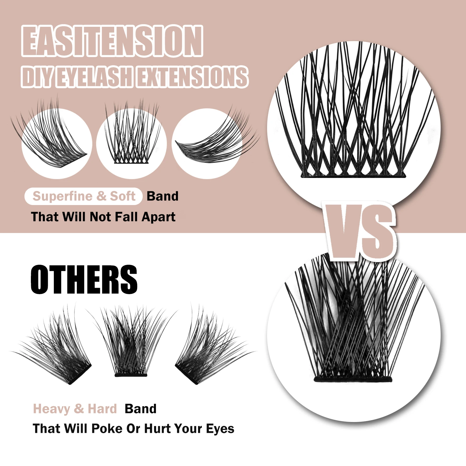 EASITENSION Cluster Lashes Set 3d Effect Individual Lash 24 Clusters Volume Segmented Lashes Kit Eyelash Bundles