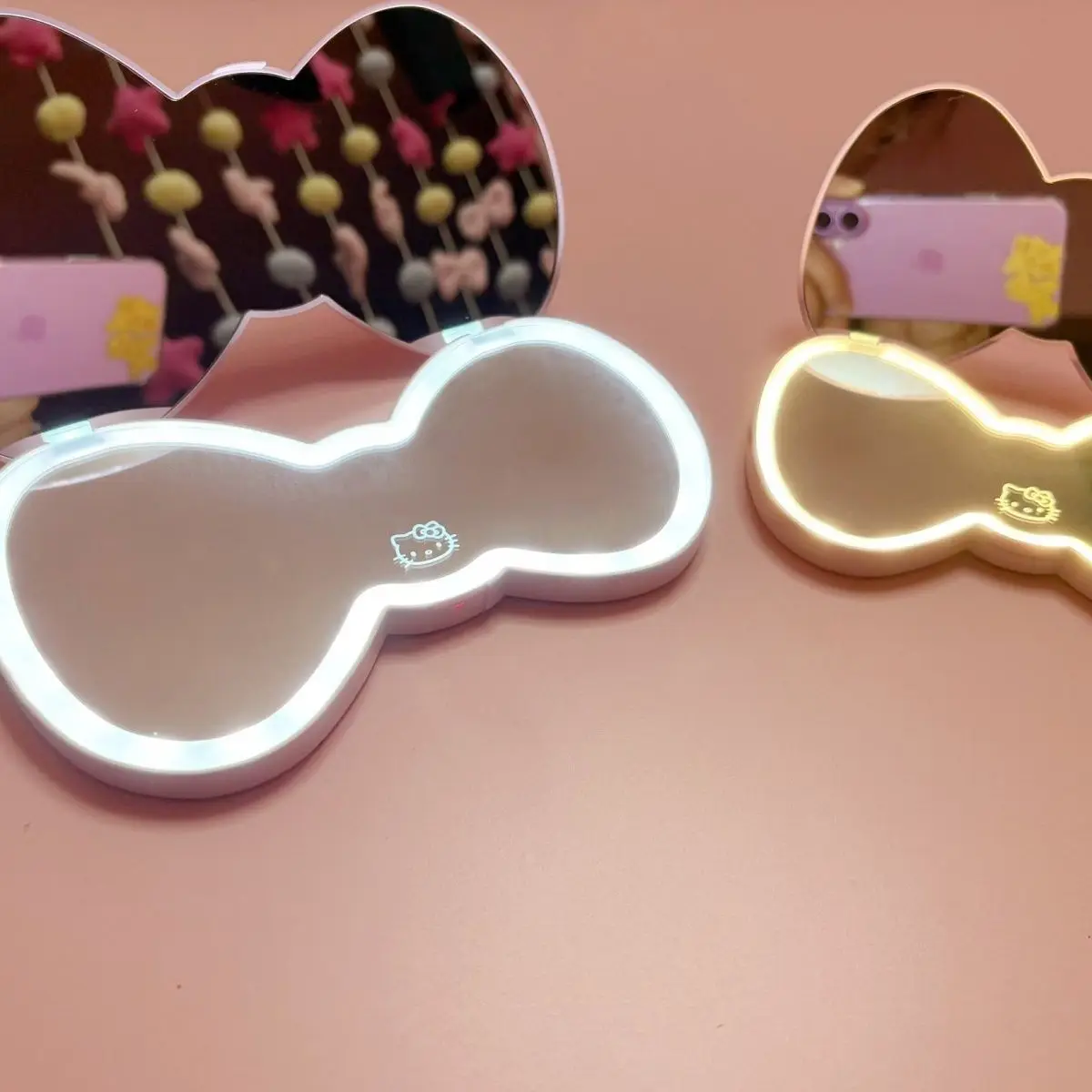 Kawaii Sanrio My Melody LED Mirror Butterfly Shape 3 Color Stepless Dimming Rechargeable HelloKitty Cute Portable Home Gifts view 5