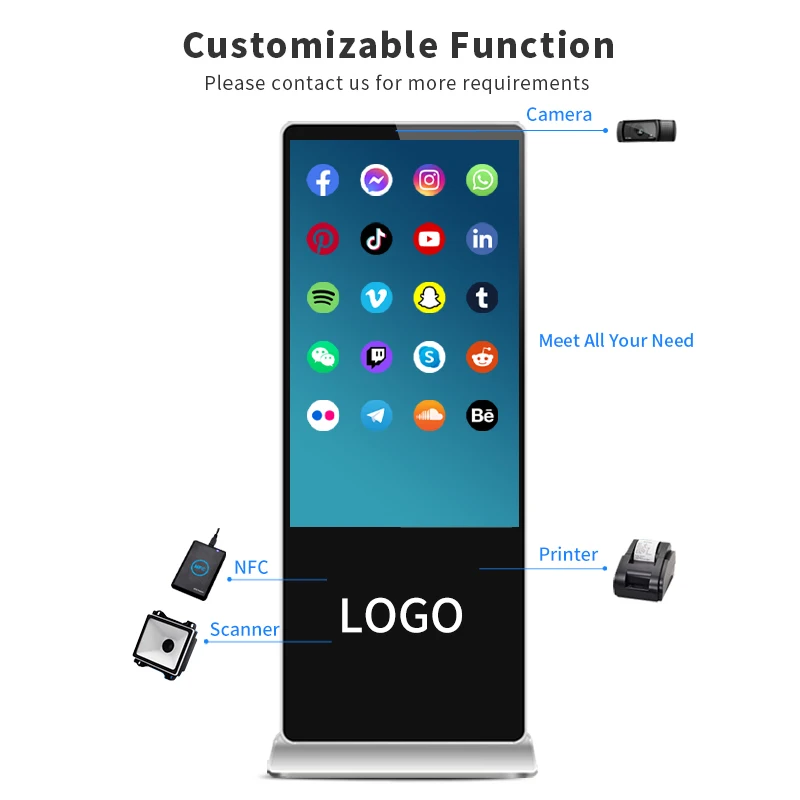 43 Inch Netweork Factory Wholesale LCD Advertising Display Player Screen Digital Signage and Display Kiosk