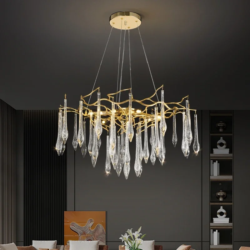 Nordic Luxury Chandelier With Colorful Crystal Branch Design Pendant Lamps Bedroom Restaurant Hotel Kitchen Decoration Lighting