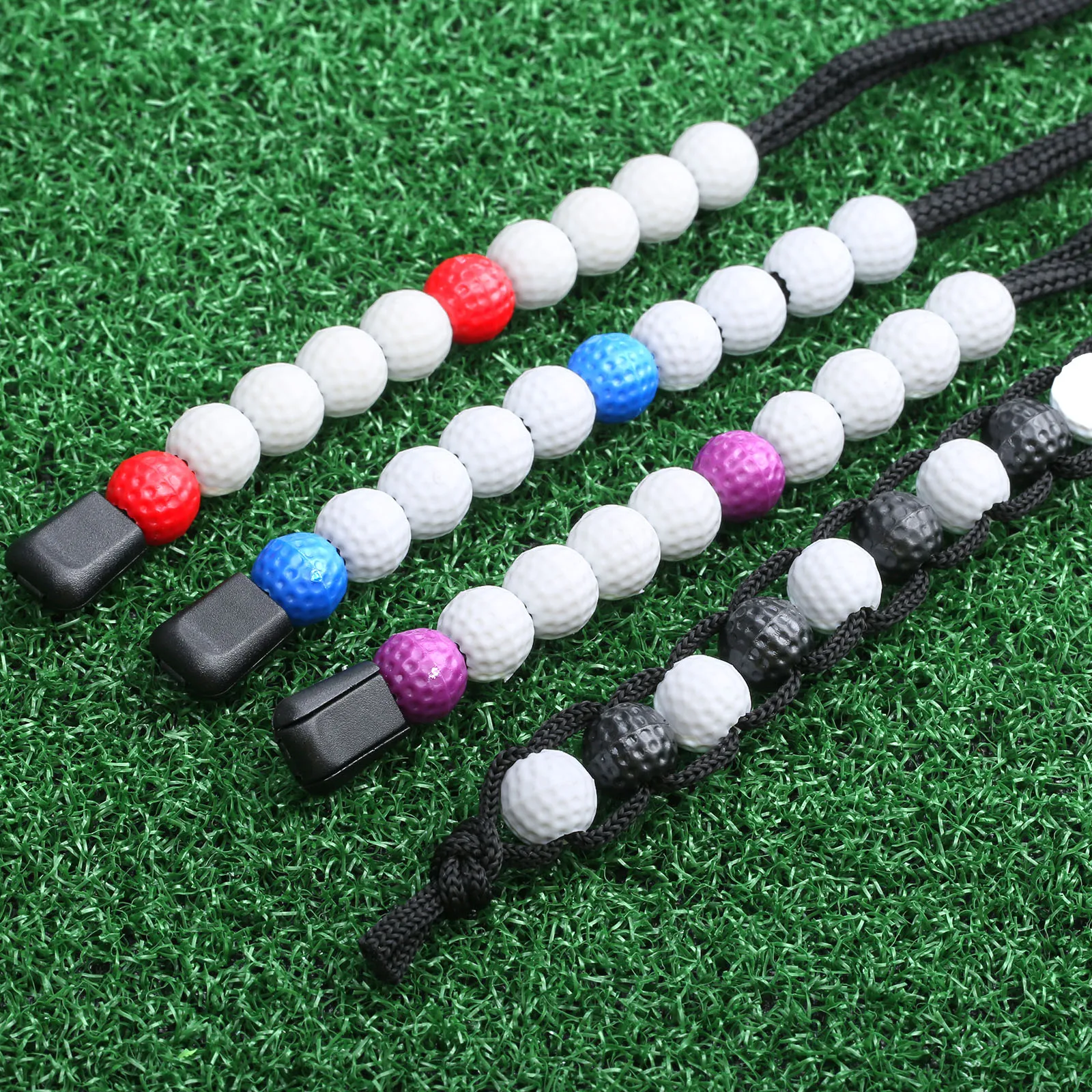 Compteur de score de course de golf en nylon tressé avec perles de balle de golf en plastique, compteur de putt, aides à l\'entraînement sportif,