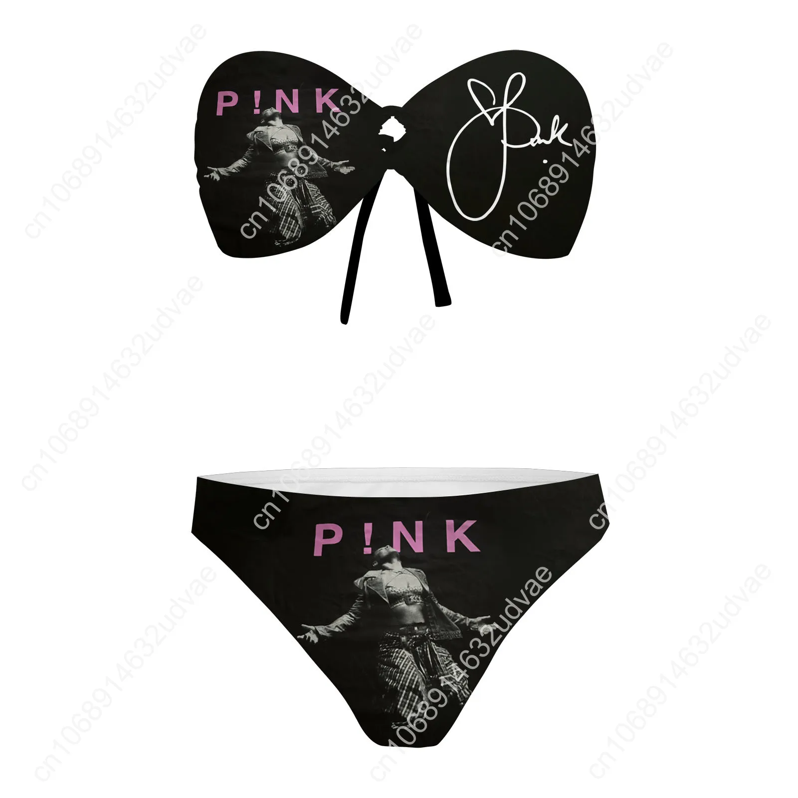Pink Strapless Swimsuit Womens Bathing Suits Personalized Fashion Swimwear Pool Party Sexy Bikini Customize Beachwear