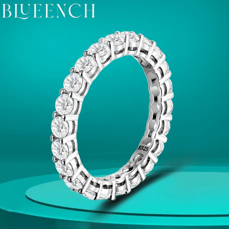 

BLUEENCH 3mm Round Moissanite Ring 18K White Gold Plated 925 Sterling Silver Fine Jewelry Wedding Engagement Rings for Women Man