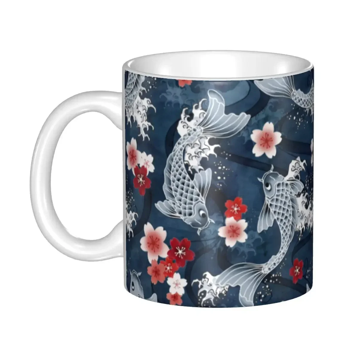 Koi Sakura Bloesem Mokken, Gepersonaliseerde Japanse Bloemen, Karper Vis Keramische Koffiemok, Creatief Cadeau