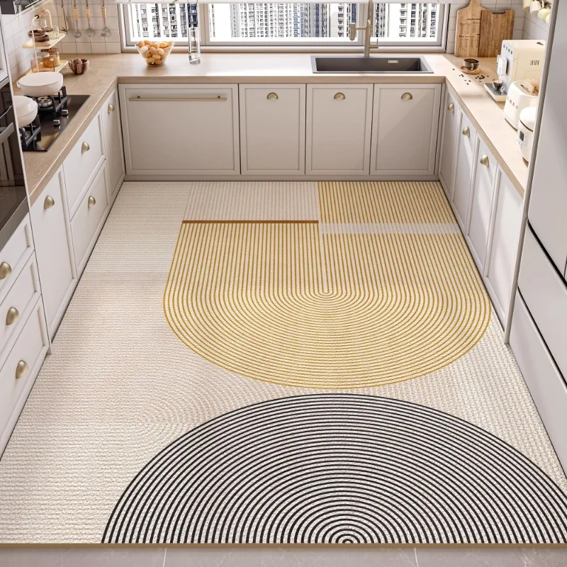 Minimalist PVC Kitchen Floor Mat Anti-fouling Oil-proof Easy Clean Carpets Large Area Non-slip Practical Balcony Leather Rugs 러그