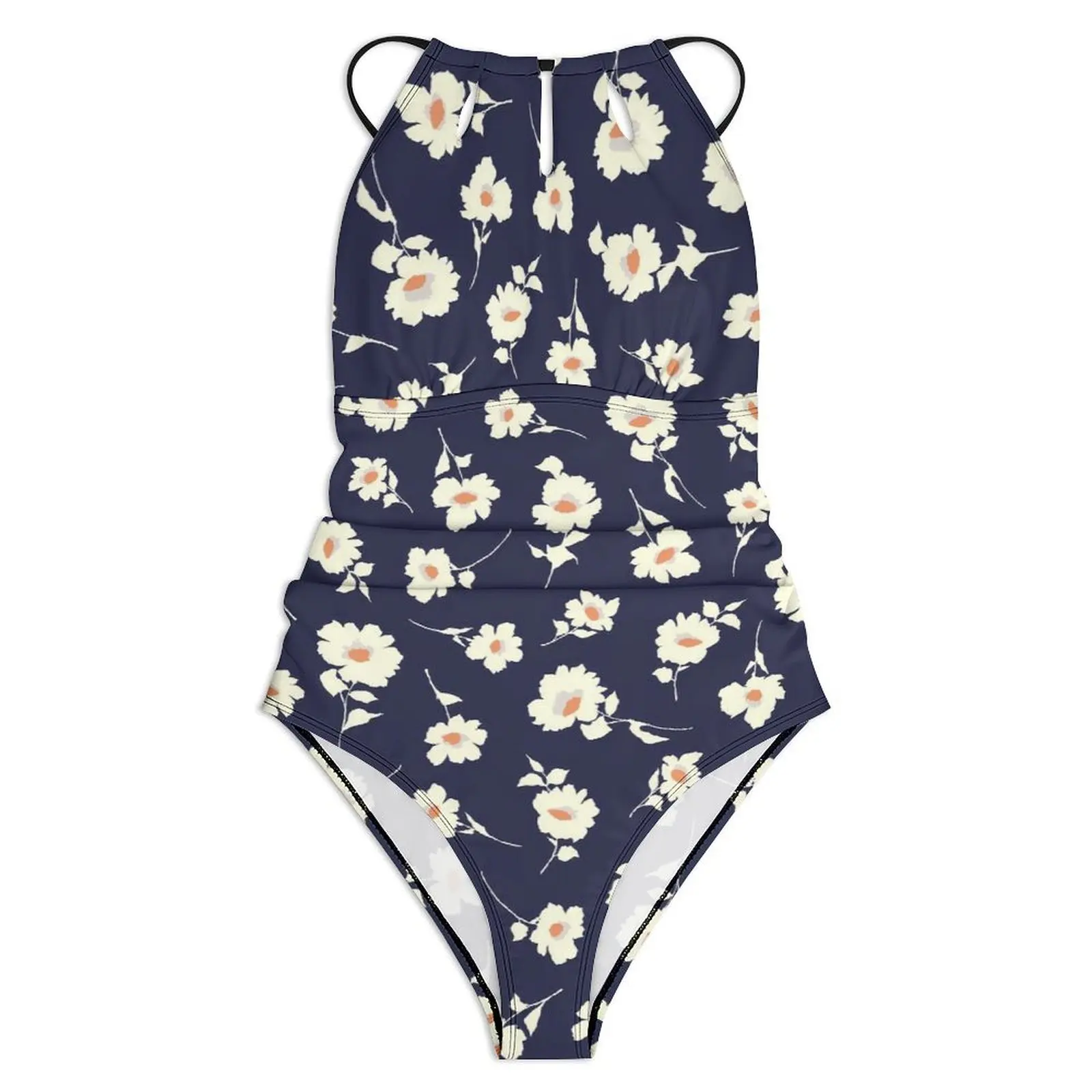 Cute Daisies Print Swimsuit Sexy Floral Blossom One Piece Swimwear Push Up Swimsuits Fashion Holiday Pool Bathing Suit