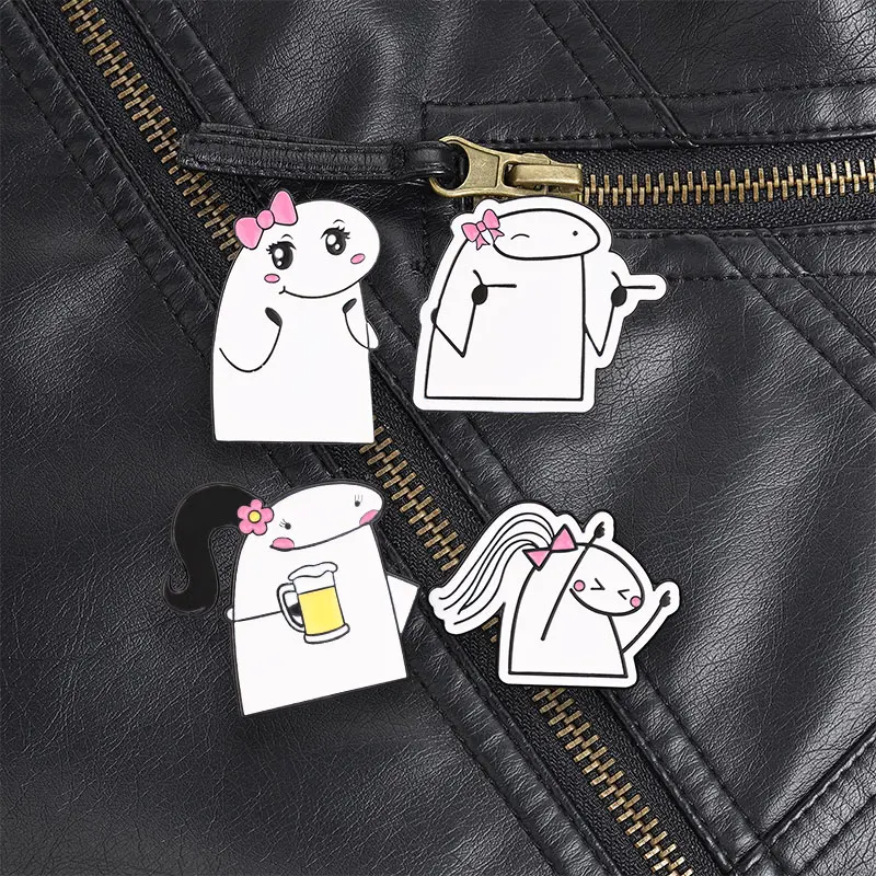 Ensemble de badges Flork Style Funny Girl : « Cheers », « Exhausted », « Peace » et « Middle Finger » pour l'expression de soi et les tenues universitaires