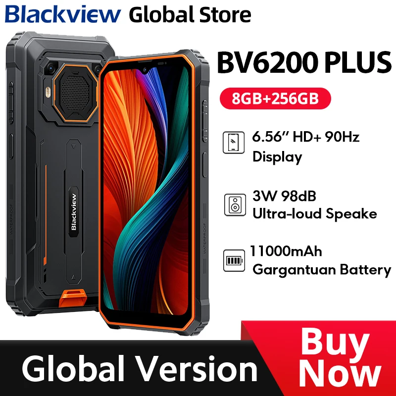 Blackview-BV6200 Plus-頑丈な携帯電話,6.56インチHDディスプレイ,NFC, 11000mAhバッテリー,3W,超薄型ステレオスピーカー,Android 14