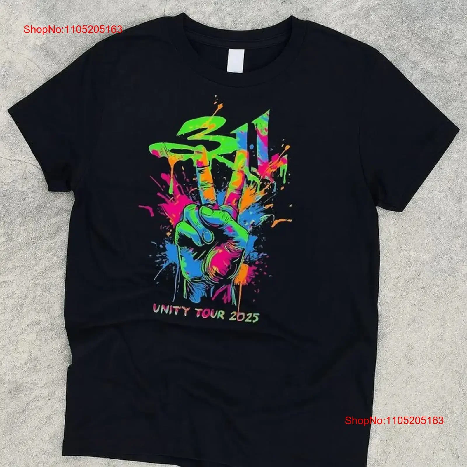 311 Band Unity Tour 2025 Néon Panneau de la Paix T-shirt vintage Lavé Vêtements de créateurs polyvalents Légèrement Doux streetwear Confortable