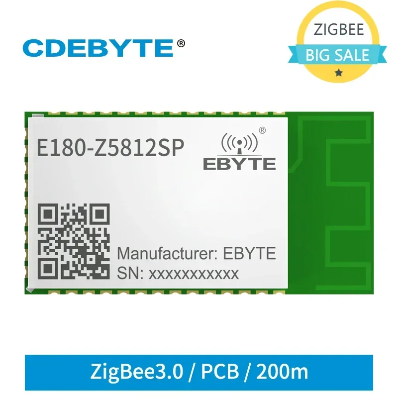 ZIGBEE3.0 TLSR8258 Беспроводной приемопередатчик 2,4 ГГц CDEBYTE E180-Z5812SP 200 м Модуль ZigBee 12 дБм Приемник PCB Штамповое отверстие RFID IoT