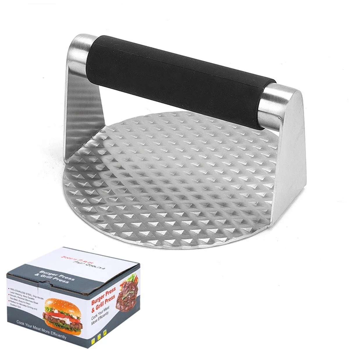 

1pcs 14cm Stainless Steel Hamburger Meat Press Non-Stick Meat Burger Press Circular Burger Kitchen Tool Meat Press Accessories